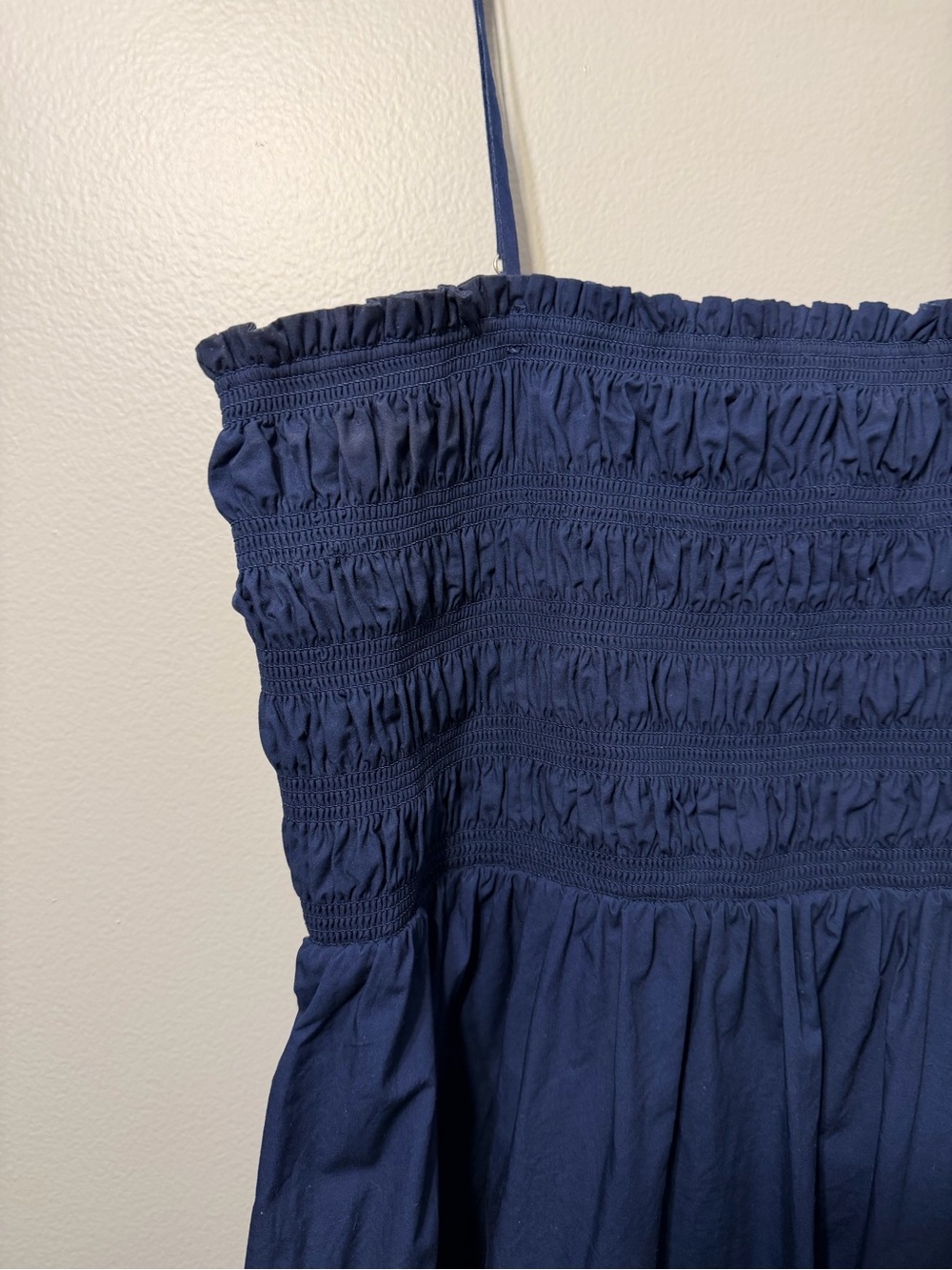 LOFT Navy Smocked Midi Sundress with Spaghetti Straps - Picture 2 of 4